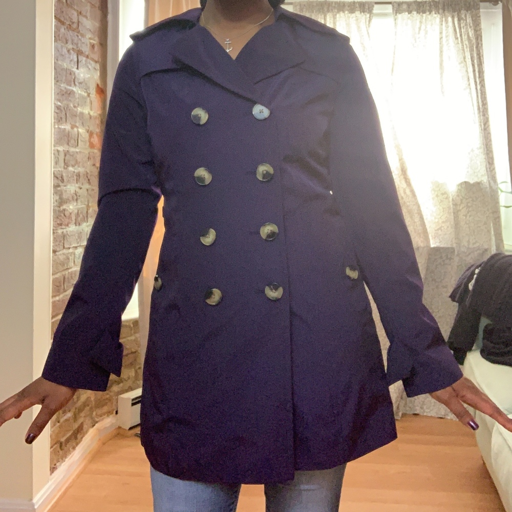 Anne Klein Navy Blue Trench Coat
